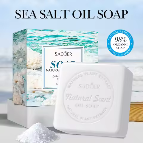 SADOER Natural Sea Salt Essential Oil Soap Deep Cleansing Multi-Effect General Handmade Soap