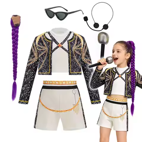 Kids Stage Performance Outfit Girls Singer Costume Long Sleeve Cardigan Crop Top Shorts Set Concert 