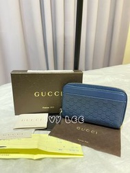 GUCCI 古馳 256810 藍色 GG紋 鑰匙包 零錢包 皮件 小卡夾 二手正品