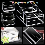 OPTIMISTI 1Pcs Business Card Box, Display Stand Acrylic Plastic Bussiness Card Holder, School Office