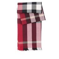 BURBERRY 輕盈格紋羊毛喀什米爾圍巾（薄款）（紅色） _廠商直送