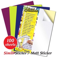 A4 Simili Sticker Colour Sticker | Matte Sticker Paper Label | Sticker Paper | Matt Sticker | Color Sticker | A4 Pelekat
