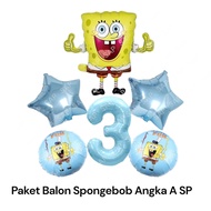 SPONGEBOB Balloon Package NUMBER A SP Spongebob Squarepants Birthday Decoration/