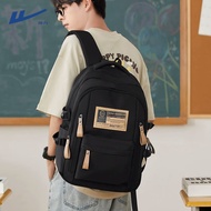 回力书包男大容量高中生中学生新款双肩包简约减负大学生电脑女生背包 休闲黑色