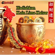 (Bonus 5 Chinese Emperor Coins) Feng Shui Brass Bowl 6.6cm - For Wealth & Prosperity Fengshui Bowl B