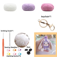 Pretty Rabbit Keychain Crochet Materials Set Kit Amigurumi Knitting Doll Hook Art and Crafts Birthda