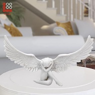 Lovoski Creative Angel Wings Figurine Modern Angel Statue Desktop Decor Accessories