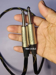 สายสัญญาณP.PHONE+P.PHONEเหลืองดำสายแจ็คกีตาร์สายไมค์ลอย(ปลอกไนลอนถักO&K CABLE) ปลัีกLIDGEสีเงินยาว1ม