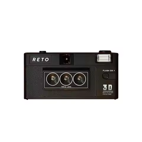 RETO 3D Film Camera 135 Film Reto3d Stereoscopic Point-and-Shoot Camera with Flash Non-disposable Fi