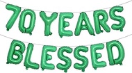70 Years Blessed Multicolor Glitter Balloon Banner, 70th Birthday/Wedding Anniversary Party Decorati