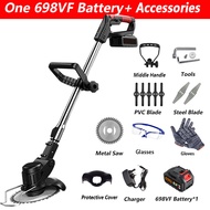 🔥1298VF🔥Mesin Rumput Cordless Grass Cutter Machine Electric Lawn Mower with Wheel Portable Lithium B