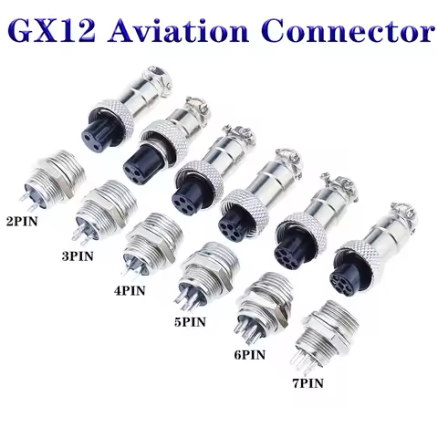 GX12 Aviation Connector 2P 3P 4P 5P 6P 7P Fixed Terminal Block Mobile Docking Type Electric Wire Cab