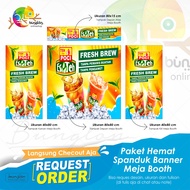 Spanduk Banner Paket Hemat Meja Booth Es Teh Poci Fresh Kuning