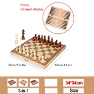 New Design 3 in 1 Wooden Chess Backgammon Checkers Travel Games Chess Set Board Draughts Entertainme