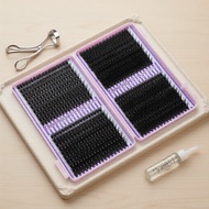 QUEENICE 800 Pcs D Curl 50D-100D Self-Stick Lash Clusters Bundle with Remover & Tweezers - Holiday G