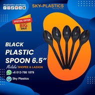 6.5" Black Disposable Plastic Spoon | Sudu Plastik