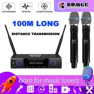 BOMGE 340U Wireless Microphone System, Metal Wireless Mic Set with Case,Auto Scan,Handheld Cordless Dynamic Microphones for Singing, Karaoke, Church, DJ, 2x200UHF Adjustable Freque