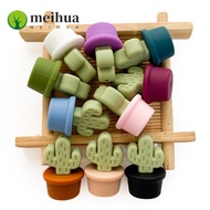 MEIHUAA  Potted Beads, Silicone Mix Color Cactus Beads, Necklaces Making Cactus Plant Loose Spacer D