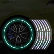 Nobleflying Reflective Warning Car Wheel Sticker Luminous Car Decoration Waterproof For Truck Vehicles Automobile Motorcycle Bicycle Decor SG