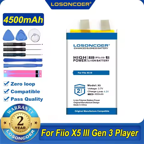LOSONCOER X5 III 4500mAh Battery For Fiio X5 III Gen 3 Player