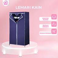 Lemari Kain Portable 1 Sisi Polos + Gantungan - Lemari Baju Kain Anti Debu Dengan Gantungan