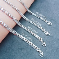 Silver 925 Necklacet "Bangle Dunhill chain" 925銀項鏈 (Rantai Leher Perak 925) 卜光單扣側身鏈(Bangle Dunhill)