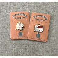 Merlion Flying Kiss & SG Flag Eraser Singapore Souvenir Pin Brooch Bundle
