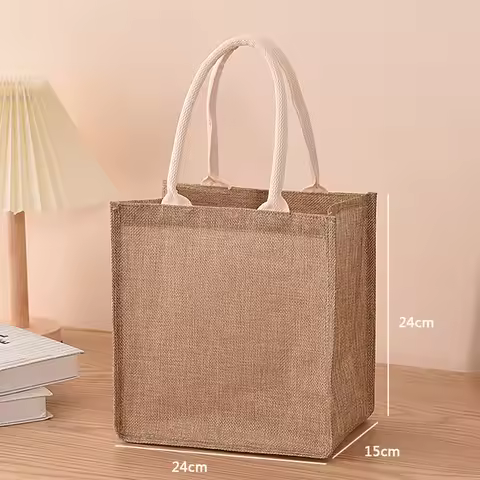 Linen bag Hand-painted cotton sacks Jute portable imitation sacks Linen bags Shopping bags Laminated