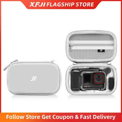 XFJI Hard Shell PU Leather Protective Case Travel Bag for Insta360 Ace Pro 2 Street/Xplorer Bundle &
