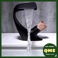 Black/SILVER copper hot and cold faucet with unique, luxurious, modern arc shape (VR027B1 - VR028B1)
