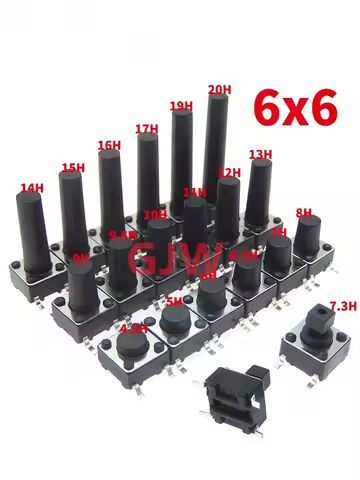50PCS SMT 6*6 6X6X4.3/5/6/7/8/9-20MM 6x6x4.3MM 6x6x5MM 6x6x6MM 6x6x7MM 6x6x8MM 4PIN smd tact switch 