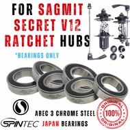 SAGMIT SECRET V12 RATCHET HUB Chrome Steel Japan Bearings from SPINTEC (Bearings only)