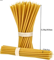 ◐ 50-200Pcs Natural Beeswax Candle Hanukkah Candles Decor Pure Beeswax Birthday Candle for Church Pr