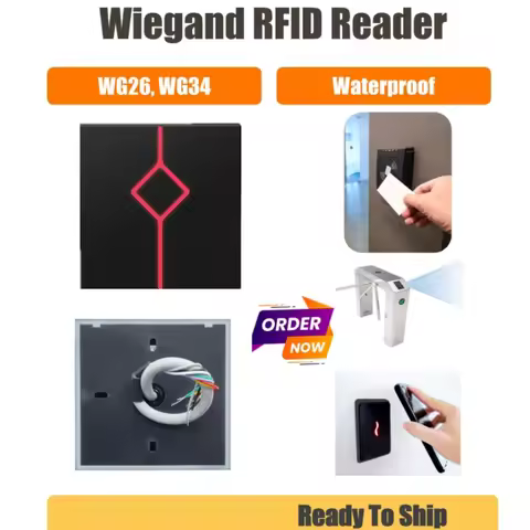 KR211M Waterproof Wigand 34 Card Reader 13.56Mhz WG34 RFID Reader Proximity MF Reader Supports S50, 