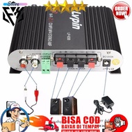 Paket Lengkap - LVPIN Mini HiFi Stereo Amplifier Treble Bass Booster 12V 200W - LP-838 - Black