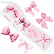 AUTU 500 Pcs Adhesive Sticker Pink Bows Seal Sticker Decal Asthetic Decal Scrapbooking Sticker  Box 