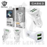 CA863 - Car Charger LENYES CA-863 2.4a 2USB batok saver Car Adapter original Mobile Phone Charger