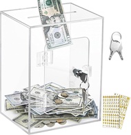 X-Large Piggy Bank for Adults Kids Vcertcpl Acrylic Clear Piggy Bank with Key Money Saving for Cash