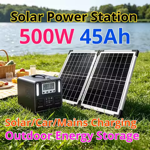 500W Portable Power Station Solar 45AH LiFePO4 220V High Power for Home Emergency Energy Storage Out