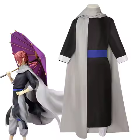 Gintama Kamui Cosplay Costume, Anime Yato Tribe Kamui Black Robe with Gray Scarf, Full Set for Hallo