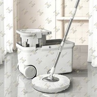 尚野家 - 家用免手洗拖把【拖把桶+1個拖把頭】可旋轉式拖把 免手洗自動脫水地拖 手壓拖把帶桶 墩布桶地拖桶 懶人拖把 家用地板清潔神器 - HK4825