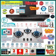 Rinnai Chimney Hood RH-C3819-PBW T-Shape DC Motor Cooker Hood / Rinnai Gas Hob RB-773S 3-Burner 76cm