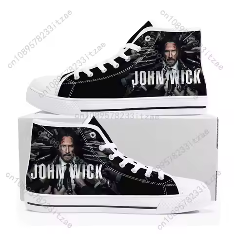 John Wick Keanu Reeves High Top Sneakers Mens Womens Teenager Canvas Sneaker Casual Custom Made Shoe