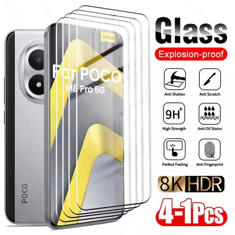 4-1Pcs 9D Curved Tempered Glass For Xiaomi Poco M8 Pro 5G Case Screen Protector Poko Little M8Pro M 
