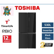 TOSHIBA MULTIDOORS FRIDGE RF611 Black Glass 530L Inverter