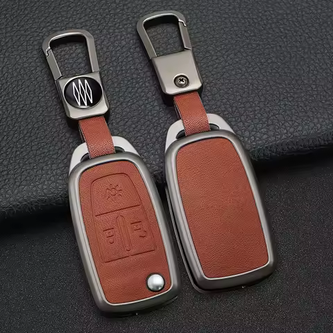 Zinc Alloy + Leather Car Key Case Cover Skin Holder for DAF 106 CF euro 6 2022 XG XF truck Flip Remo