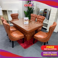 Caler Home Juneau 1 + 6 Chesterfield Dining Set