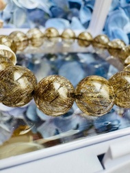 精品金銀髮魔鬼髮晶10.9-11.4mm33.86g鋼絲球效應避邪擋煞招財