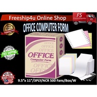 🆓FREE SHIPPING🆓 Office 9.5" x 11" 3Ply Computer Form -NCR 500 Fans /Box / w