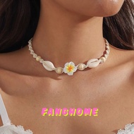 Necklace - Sea Snail Porcelain Flower Pendant Necklace for Beach Travel - Snail Necklace for Beach T